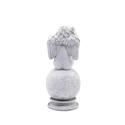 Angel Cherub Garden Ornament Sitting Fairy White