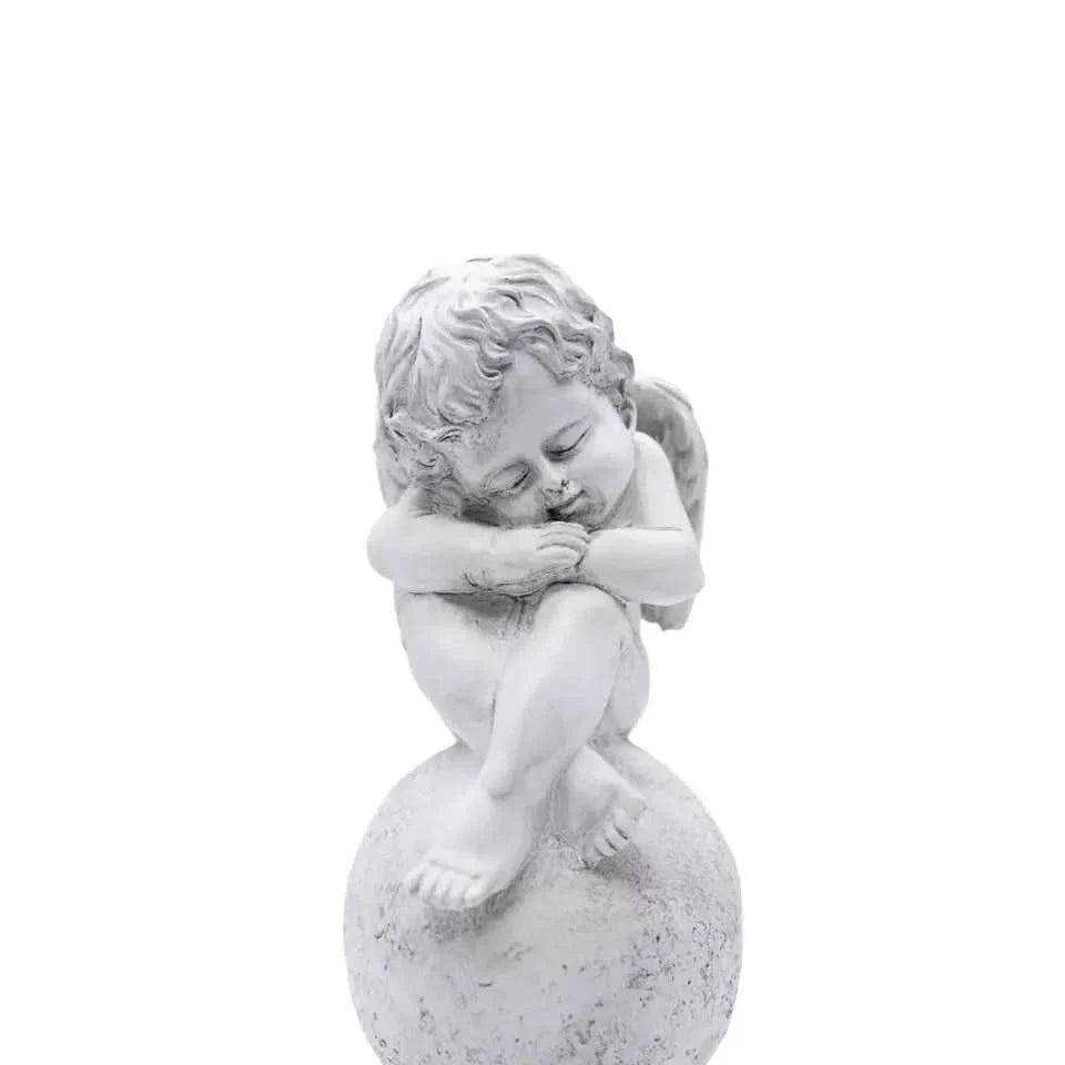 Angel Cherub Garden Ornament Sitting Fairy White