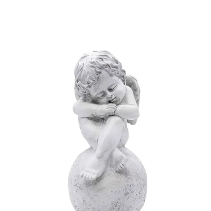 Angel Cherub Garden Ornament Sitting Fairy White