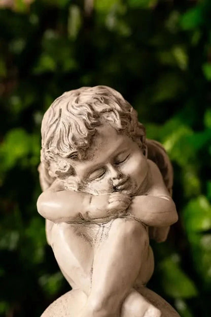 Angel Cherub Garden Ornament Sitting Fairy White