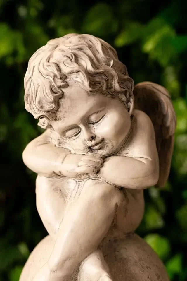 Angel Cherub Garden Ornament Sitting Fairy White