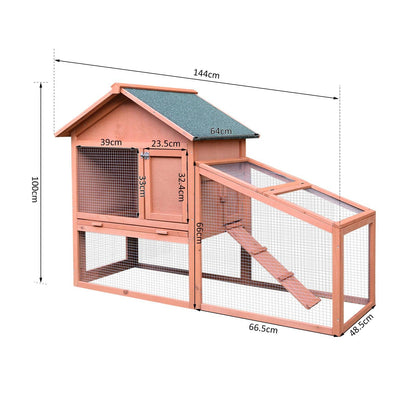 PawHut 2 Tier Rabbit Hutch Outdoor
