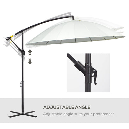3M Cantilever Umbrella 18 Ribs & Vents Adjustable Angle for Patio Cream White