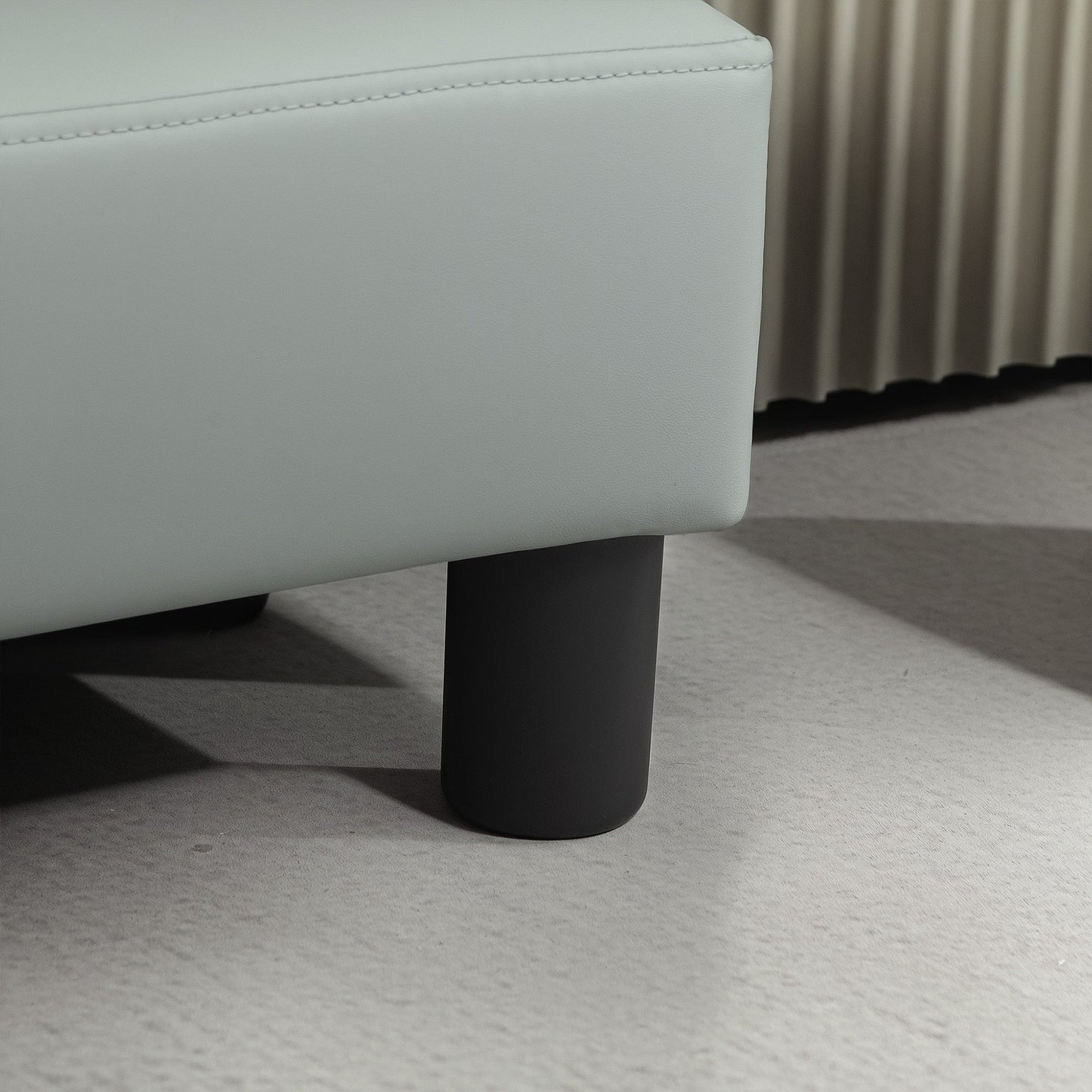 HOMCOM Chic Faux Leather Footstool Small Footrest with 4 Plastic Legs, Grey