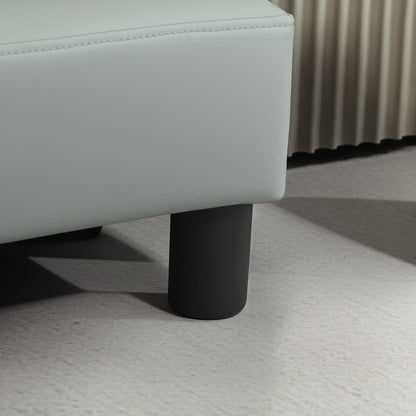 HOMCOM Chic Faux Leather Footstool Small Footrest with 4 Plastic Legs, Grey