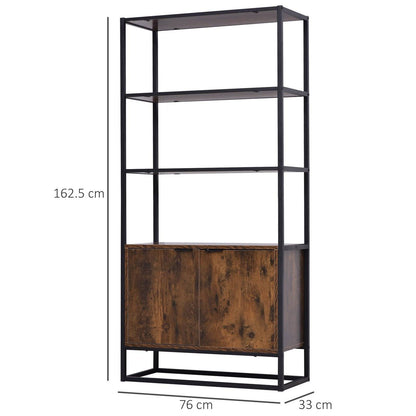 Storage Cabinet with 3 Open Shelves Cupboard Freestanding Tall Organizer Multifunctional Rack for Livingroom Bedroom Kitchen Rustic Brown