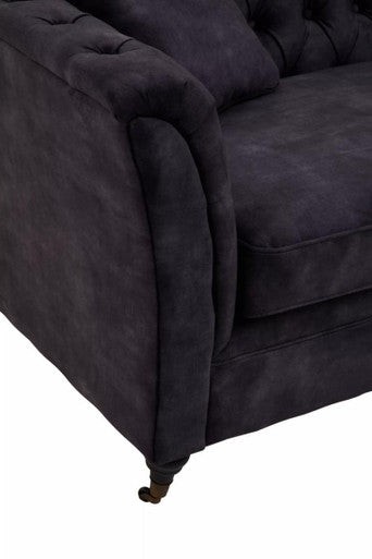 3 Seater Grey Velvet Sofa, Sabrina