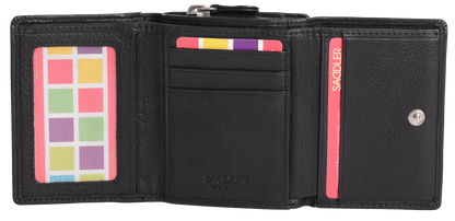 SADDLER CARLA Handmade Leather Compact Trifold Purse – RFID Protected | 5 Card Slots, ID Window & Zipped Coin Pocket | Gift Boxed