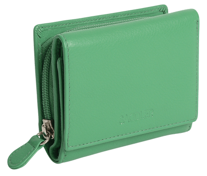 SADDLER CARLA Handmade Leather Compact Trifold Purse – RFID Protected | 5 Card Slots, ID Window & Zipped Coin Pocket | Gift Boxed