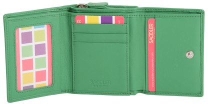 SADDLER CARLA Handmade Leather Compact Trifold Purse – RFID Protected | 5 Card Slots, ID Window & Zipped Coin Pocket | Gift Boxed