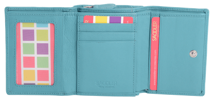 SADDLER CARLA Handmade Leather Compact Trifold Purse – RFID Protected | 5 Card Slots, ID Window & Zipped Coin Pocket | Gift Boxed