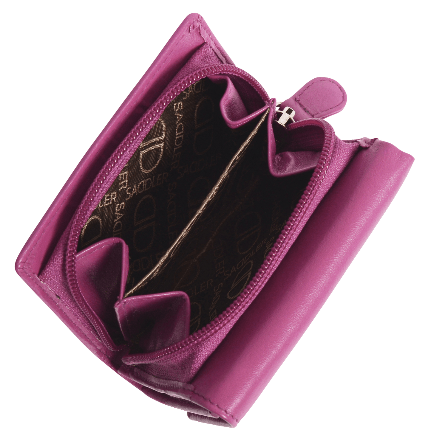 SADDLER CARLA Handmade Leather Compact Trifold Purse – RFID Protected | 5 Card Slots, ID Window & Zipped Coin Pocket | Gift Boxed