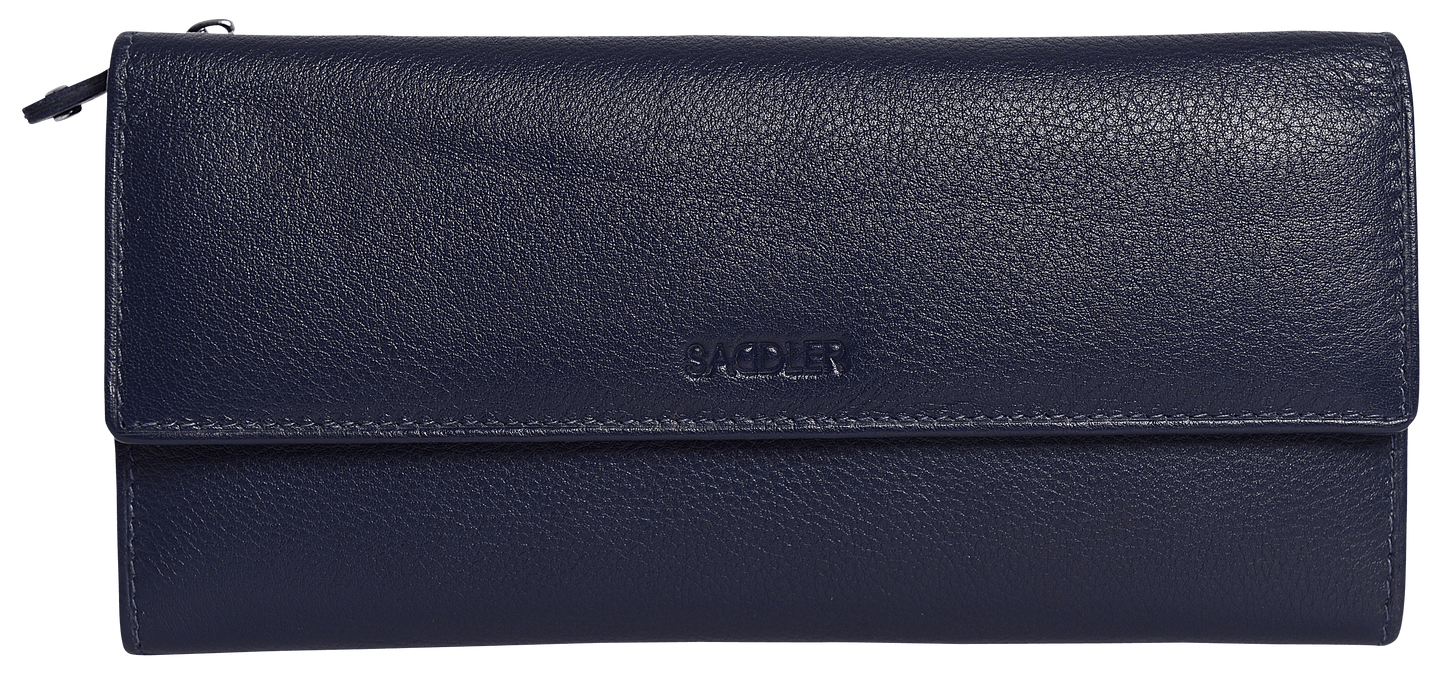 SADDLER CLAIRE Long Leather Trifold Purse - 18 Card Slots, Dual Zip Pockets, and Note Sections - RFID Protected