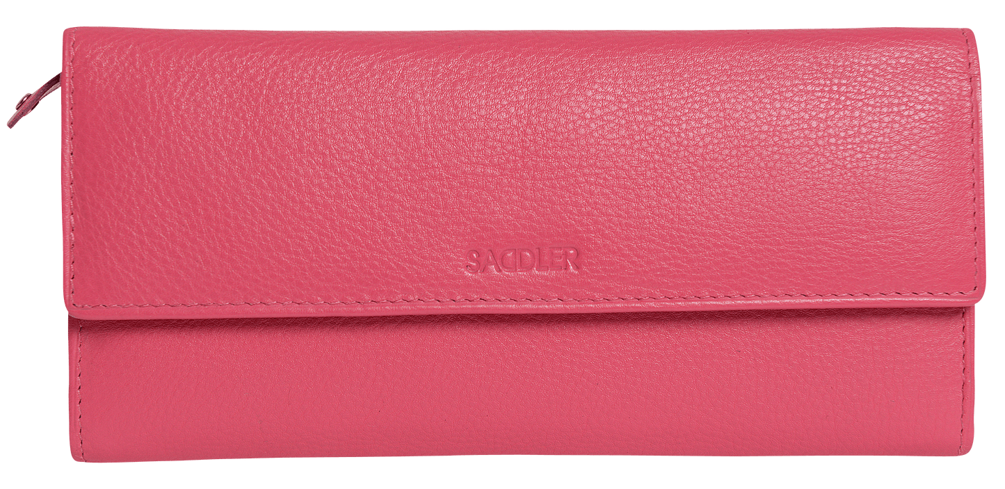 SADDLER CLAIRE Long Leather Trifold Purse - 18 Card Slots, Dual Zip Pockets, and Note Sections - RFID Protected