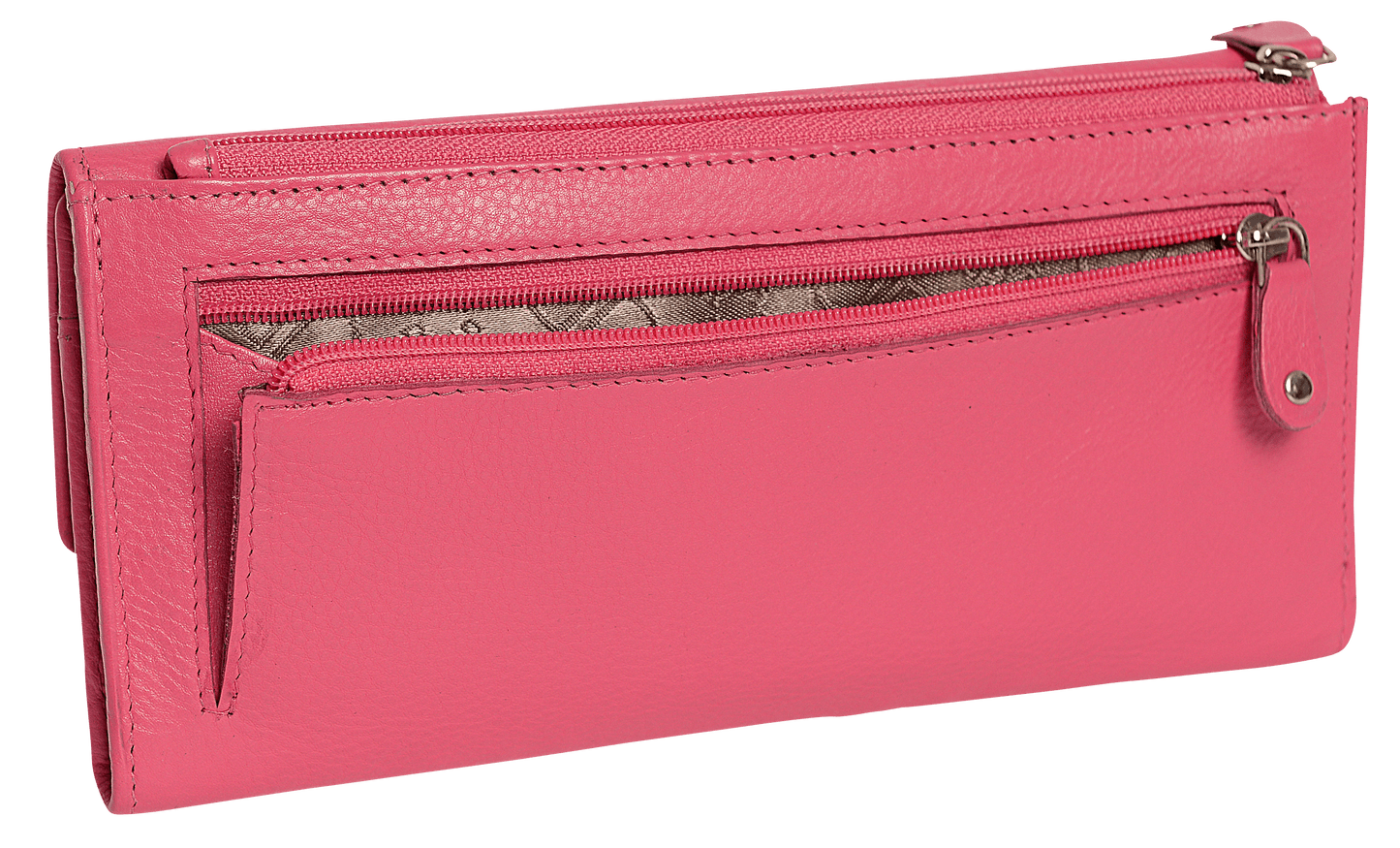 SADDLER CLAIRE Long Leather Trifold Purse - 18 Card Slots, Dual Zip Pockets, and Note Sections - RFID Protected