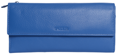 SADDLER CLAIRE Long Leather Trifold Purse - 18 Card Slots, Dual Zip Pockets, and Note Sections - RFID Protected
