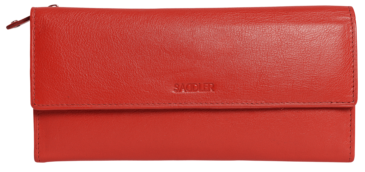 SADDLER CLAIRE Long Leather Trifold Purse - 18 Card Slots, Dual Zip Pockets, and Note Sections - RFID Protected