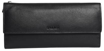 SADDLER CLAIRE Long Leather Trifold Purse - 18 Card Slots, Dual Zip Pockets, and Note Sections - RFID Protected