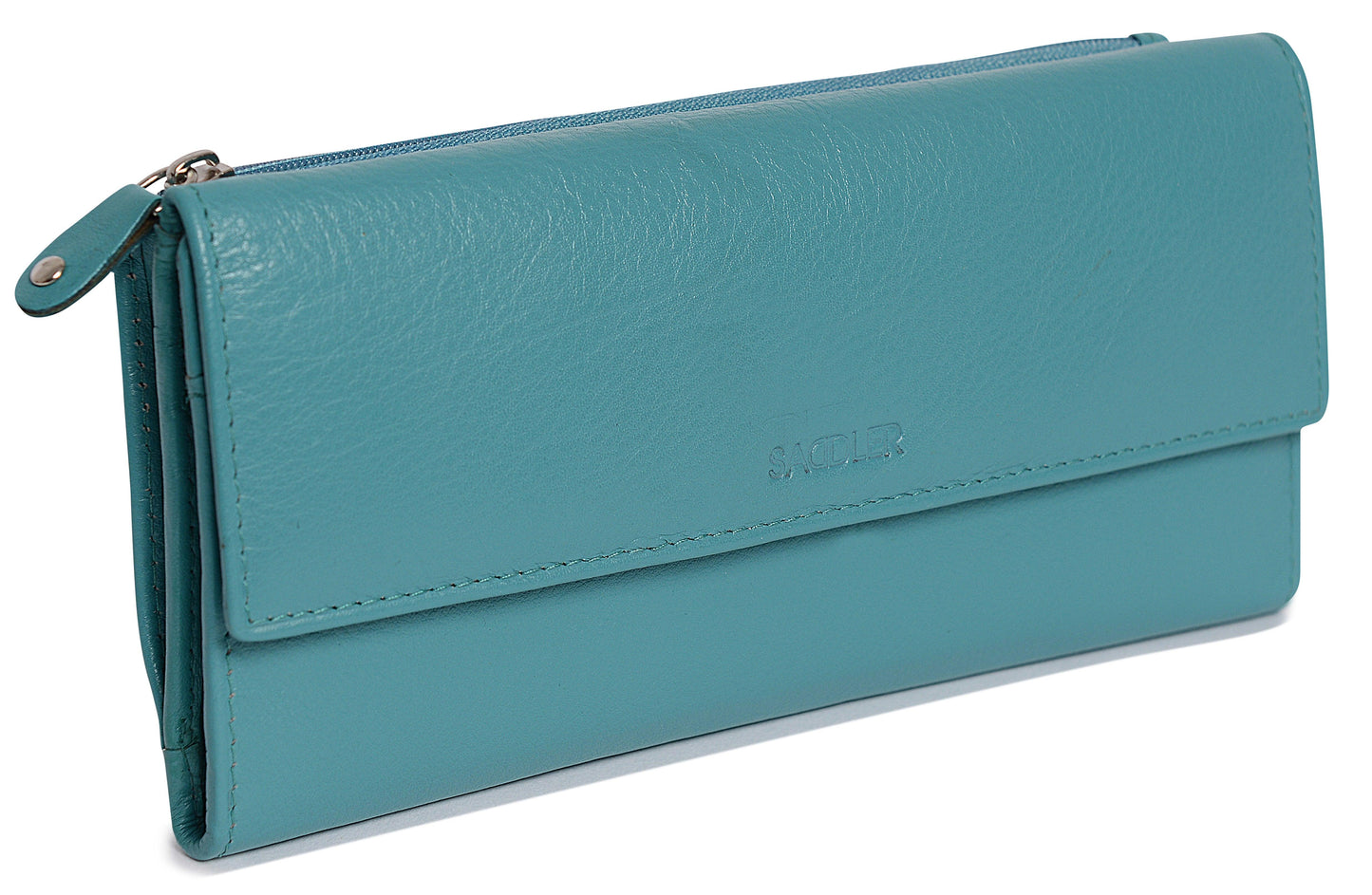 SADDLER CLAIRE Long Leather Trifold Purse - 18 Card Slots, Dual Zip Pockets, and Note Sections - RFID Protected