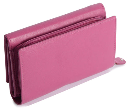 Compact Trifold Leather Purse "Eleanor" – Handmade by Saddler | RFID Protected & Gift Boxed | 10 Card Slots & Rear Zip Coin Pocket