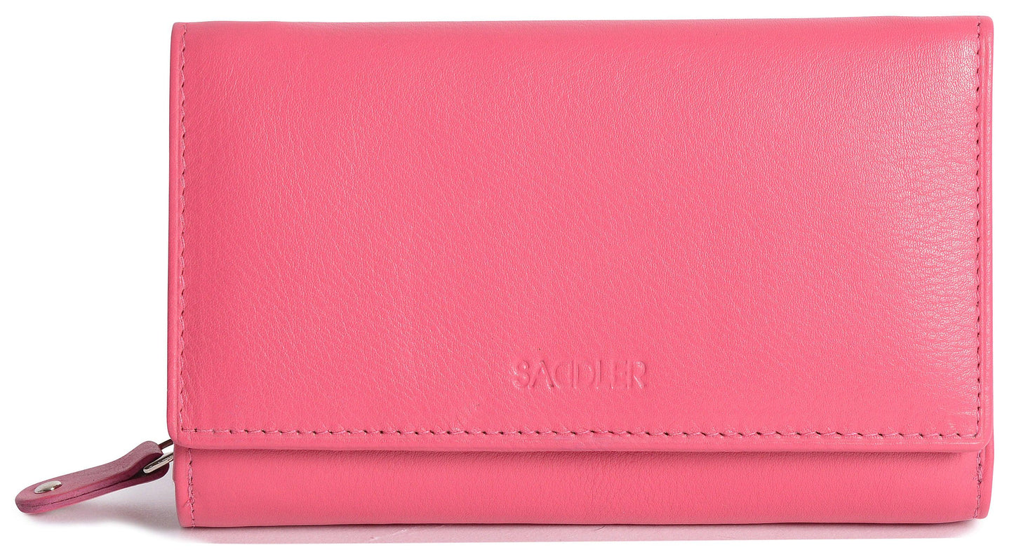 Compact Trifold Leather Purse "Eleanor" – Handmade by Saddler | RFID Protected & Gift Boxed | 10 Card Slots & Rear Zip Coin Pocket