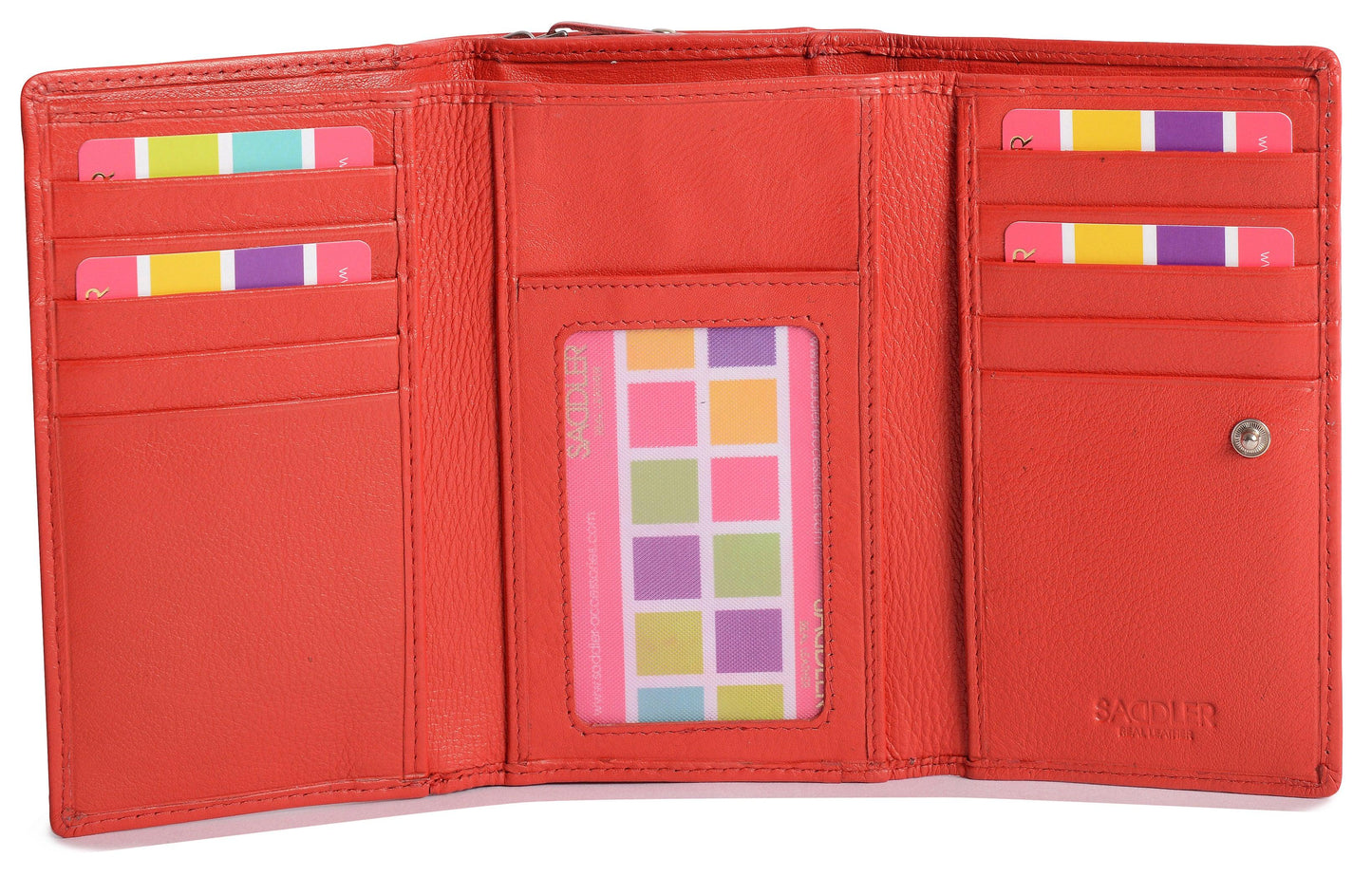Compact Trifold Leather Purse "Eleanor" – Handmade by Saddler | RFID Protected & Gift Boxed | 10 Card Slots & Rear Zip Coin Pocket