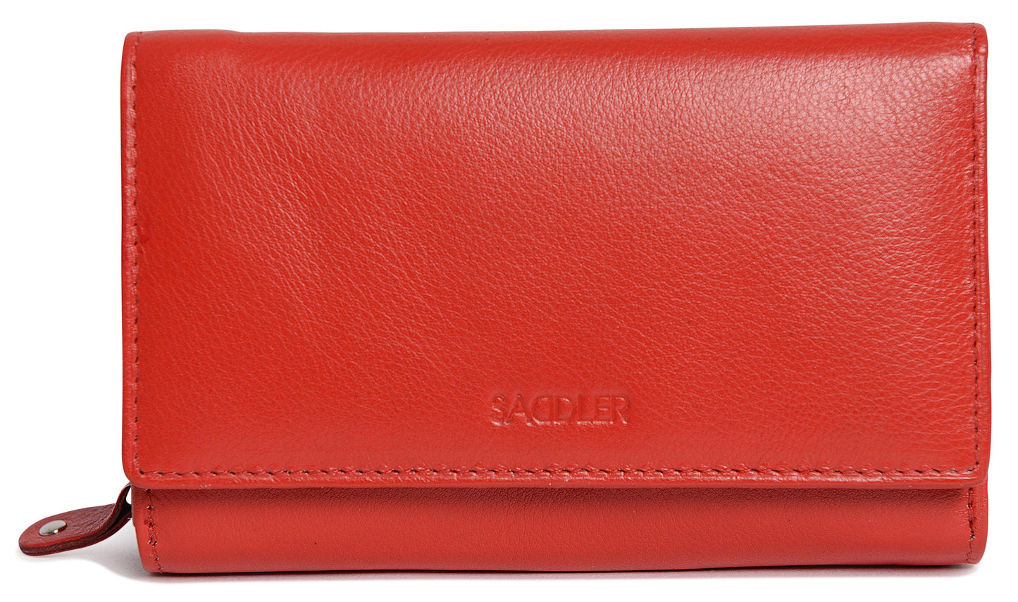 Compact Trifold Leather Purse "Eleanor" – Handmade by Saddler | RFID Protected & Gift Boxed | 10 Card Slots & Rear Zip Coin Pocket