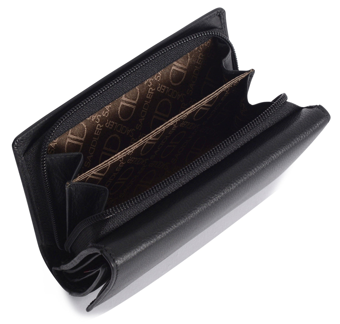 Compact Trifold Leather Purse "Eleanor" – Handmade by Saddler | RFID Protected & Gift Boxed | 10 Card Slots & Rear Zip Coin Pocket