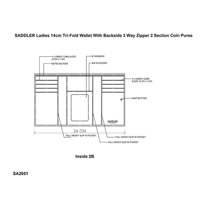 Compact Trifold Leather Purse "Eleanor" – Handmade by Saddler | RFID Protected & Gift Boxed | 10 Card Slots & Rear Zip Coin Pocket