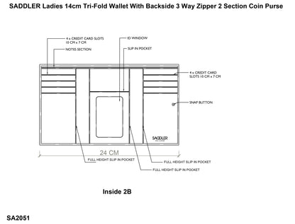 Compact Trifold Leather Purse "Eleanor" – Handmade by Saddler | RFID Protected & Gift Boxed | 10 Card Slots & Rear Zip Coin Pocket