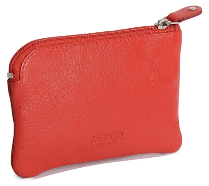 Compact Leather Coin & Card Purse "Ellie" – Handmade by Saddler | RFID Protected & Gift Boxed | With Front Zip Pocket & Key Holder