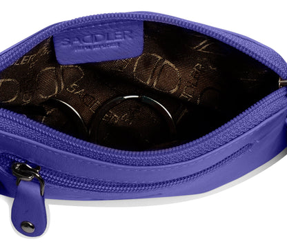 Compact Leather Coin & Card Purse "Ellie" – Handmade by Saddler | RFID Protected & Gift Boxed | With Front Zip Pocket & Key Holder