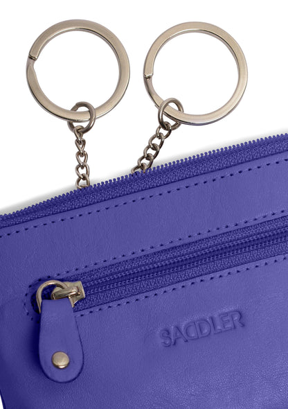 Compact Leather Coin & Card Purse "Ellie" – Handmade by Saddler | RFID Protected & Gift Boxed | With Front Zip Pocket & Key Holder