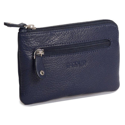 Compact Leather Coin & Card Purse "Ellie" – Handmade by Saddler | RFID Protected & Gift Boxed | With Front Zip Pocket & Key Holder