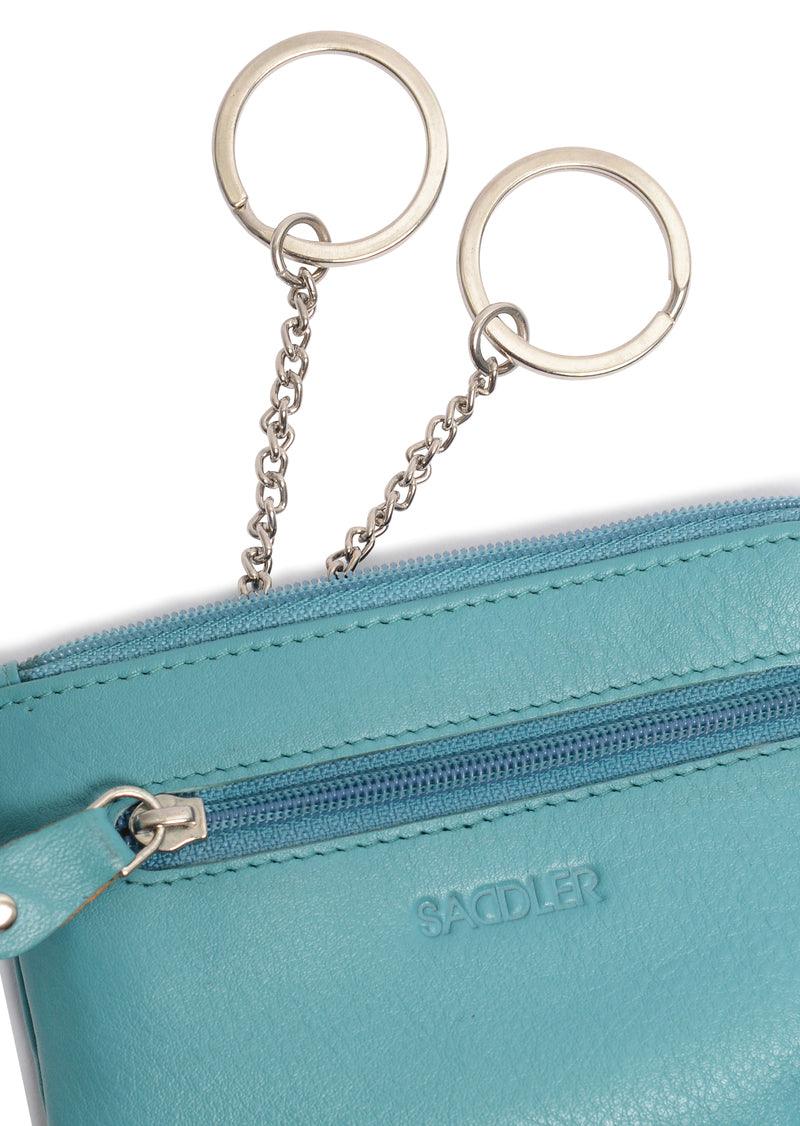 Compact Leather Coin & Card Purse "Ellie" – Handmade by Saddler | RFID Protected & Gift Boxed | With Front Zip Pocket & Key Holder