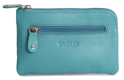 Compact Leather Coin & Card Purse "Ellie" – Handmade by Saddler | RFID Protected & Gift Boxed | With Front Zip Pocket & Key Holder