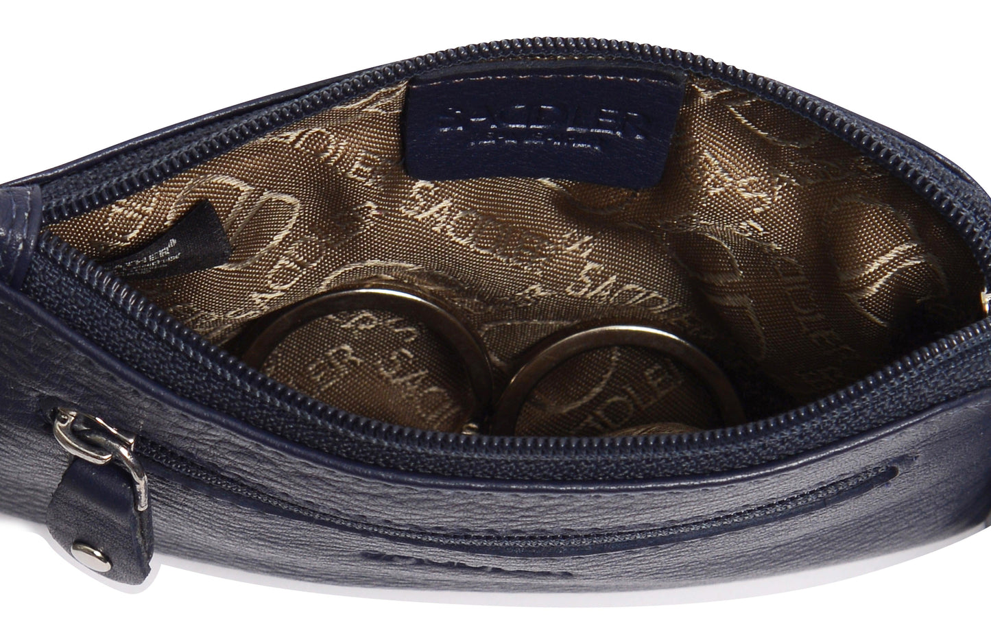 Compact Leather Coin & Card Purse "Ellie" – Handmade by Saddler | RFID Protected & Gift Boxed | With Front Zip Pocket & Key Holder