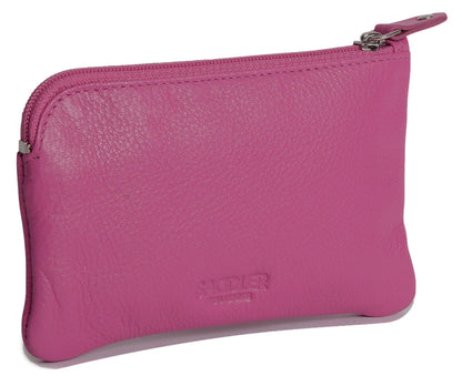 Compact Leather Coin & Card Purse "Ellie" – Handmade by Saddler | RFID Protected & Gift Boxed | With Front Zip Pocket & Key Holder