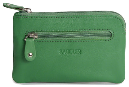 Compact Leather Coin & Card Purse "Ellie" – Handmade by Saddler | RFID Protected & Gift Boxed | With Front Zip Pocket & Key Holder