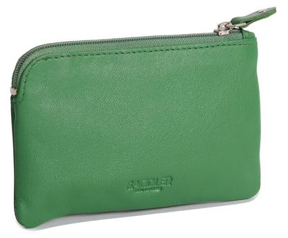 Compact Leather Coin & Card Purse "Ellie" – Handmade by Saddler | RFID Protected & Gift Boxed | With Front Zip Pocket & Key Holder