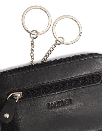 Compact Leather Coin & Card Purse "Ellie" – Handmade by Saddler | RFID Protected & Gift Boxed | With Front Zip Pocket & Key Holder