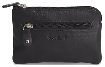 Compact Leather Coin & Card Purse "Ellie" – Handmade by Saddler | RFID Protected & Gift Boxed | With Front Zip Pocket & Key Holder