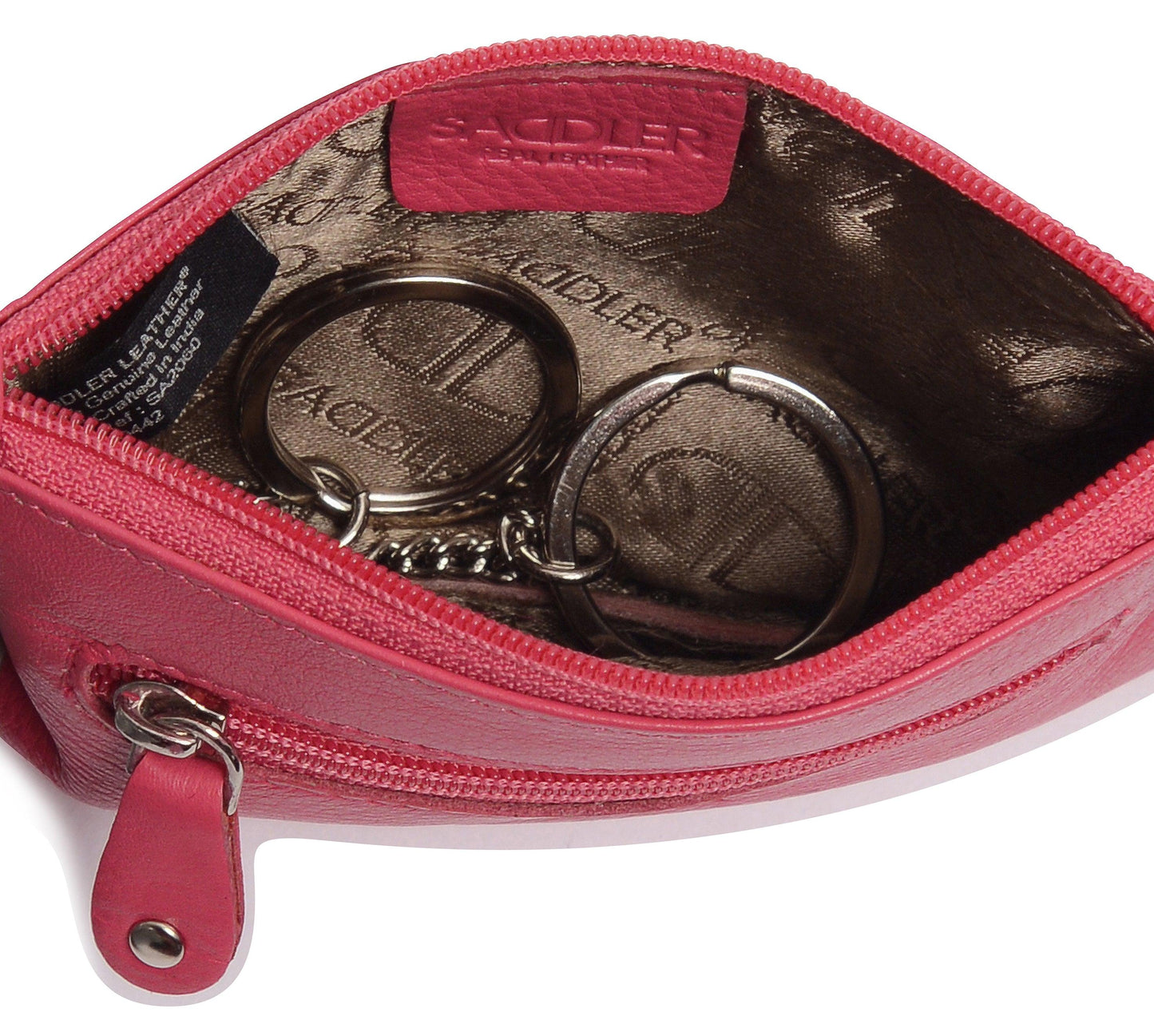 Compact Leather Coin & Card Purse "Ellie" – Handmade by Saddler | RFID Protected & Gift Boxed | With Front Zip Pocket & Key Holder