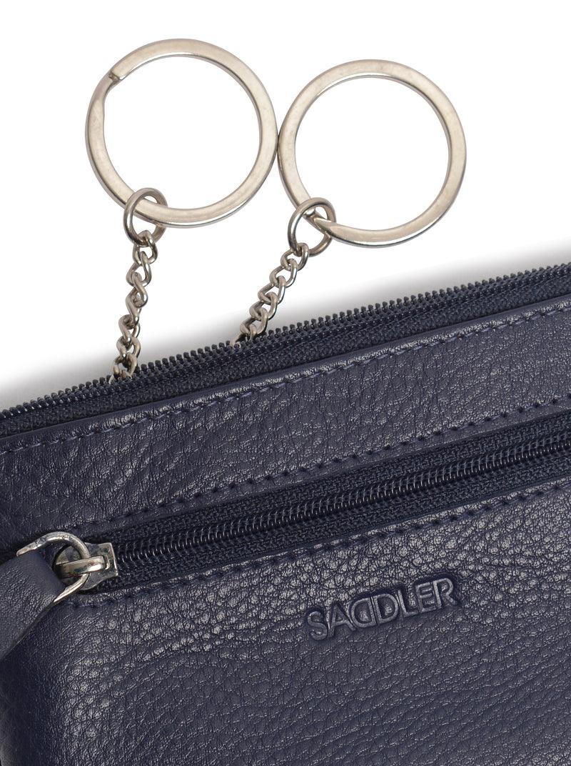 Compact Leather Coin & Card Purse "Ellie" – Handmade by Saddler | RFID Protected & Gift Boxed | With Front Zip Pocket & Key Holder