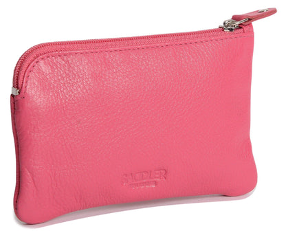 Compact Leather Coin & Card Purse "Ellie" – Handmade by Saddler | RFID Protected & Gift Boxed | With Front Zip Pocket & Key Holder