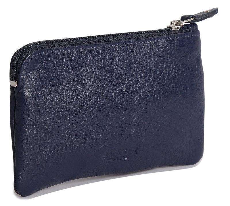 Compact Leather Coin & Card Purse "Ellie" – Handmade by Saddler | RFID Protected & Gift Boxed | With Front Zip Pocket & Key Holder