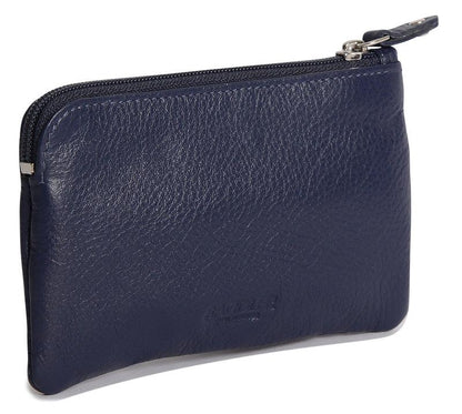 Compact Leather Coin & Card Purse "Ellie" – Handmade by Saddler | RFID Protected & Gift Boxed | With Front Zip Pocket & Key Holder