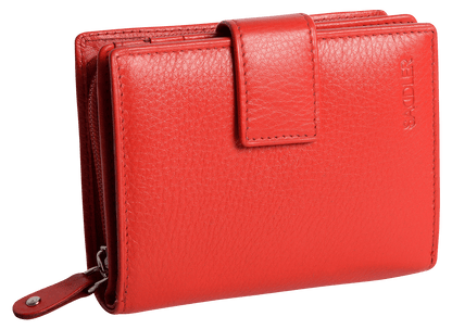 SADDLER EMILY Handmade Leather Mid-Size Wallet – RFID Protected | 10 Card Slots, Secure Tab Closure & Zipped Coin Pocket | Gift Boxed