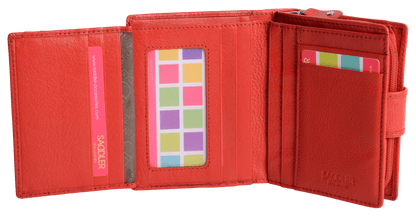 SADDLER EMILY Handmade Leather Mid-Size Wallet – RFID Protected | 10 Card Slots, Secure Tab Closure & Zipped Coin Pocket | Gift Boxed