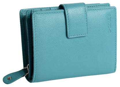 SADDLER EMILY Handmade Leather Mid-Size Wallet – RFID Protected | 10 Card Slots, Secure Tab Closure & Zipped Coin Pocket | Gift Boxed